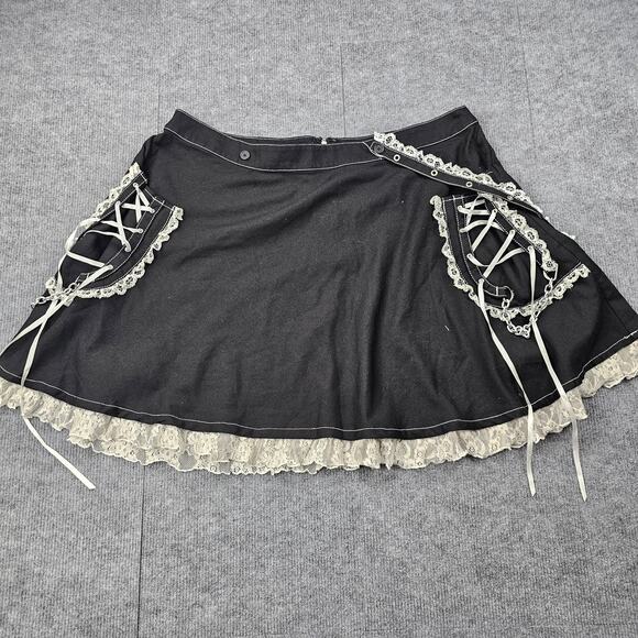 Vintage TRIPP NYC Mini Skirt Womens 3X Y2K Black Corset Ruffle Lace Gothic Punk - Picture 1 of 8